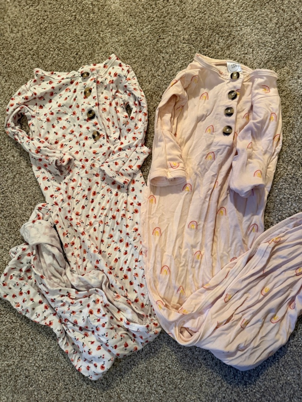 Lou Lou & Company Light Pink Rainbow Button-Front Baby Gown
